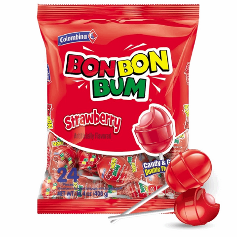 Chupetas Bon Bon Bum Fresa| 24 Unidades | Colombina