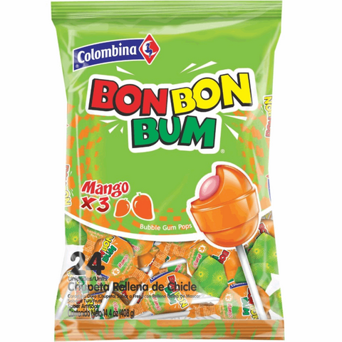 Chupetas Bon Bon Bum de Mango | 24 Unidades | Colombina